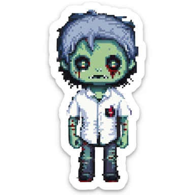 zombie boy with emo hair and white shirt sticker