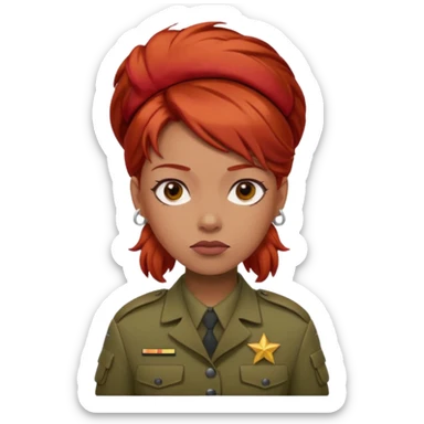 woman soldier with red hair clip sticker