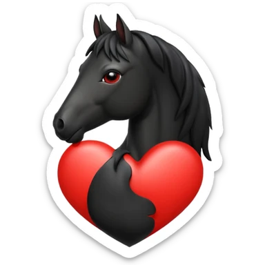 Black Horse centered within a red heart emoji sticker