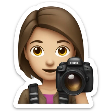 female photographer with brown hair and brown eyes taking a picture  sticker