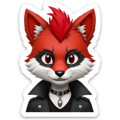Anthropomorphic Anthro Furry punky gothic black white and red badass cool stylish handsome smexy Animal-furry-fursona sticker