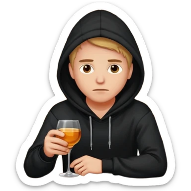 Caucasian in black hoodie sitting sad at bar sticker