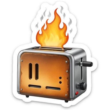 burning toaster sticker