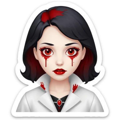 Women Vampire withwhite coat dress and eyes should be red with blood sticker