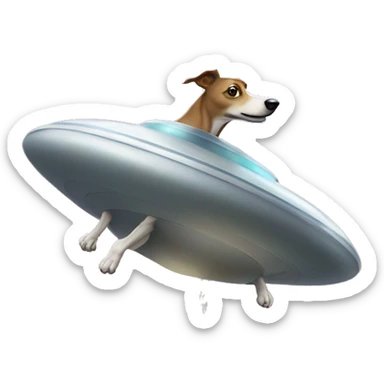 greyhound dog flying in UFO sticker