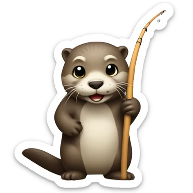 An otter with a fishing pole sticker