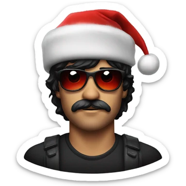 A man similar to dr disrespect with a Christmas hat sticker