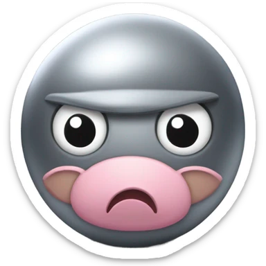 Metal cute mad Kirby Gray ball driving on 4 car wheels with mad eyebrows game sticker