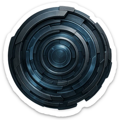 abstract futuristic circle, metallic and glass textures, sci-fi vibe, no background sticker