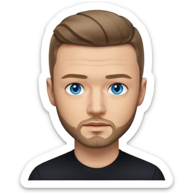 Justin Timberlake blue eyes, dark blonde hair, black shirt sticker