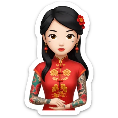 ancient chinese woman with tatooed and cheongsam sticker