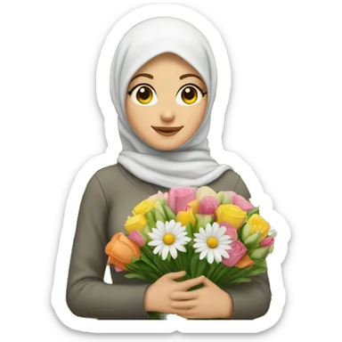 White girl with hijab buying flowers  sticker