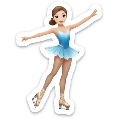 An icon featuring a graceful figure skater performing a spin on the ice. The background includes a grand ice rink palace with shining spotlights and cheering spectators in the stands. Transparent background highlights the elegance and artistry of figure skating sticker