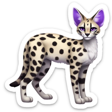 Kawaii Epic Edgy Black Purple White ethereal Serval-Fionbri-Vernid full body sticker