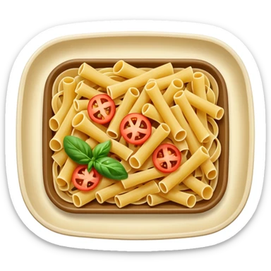 rectangle tray meal with  pasta, salad desert sticker
