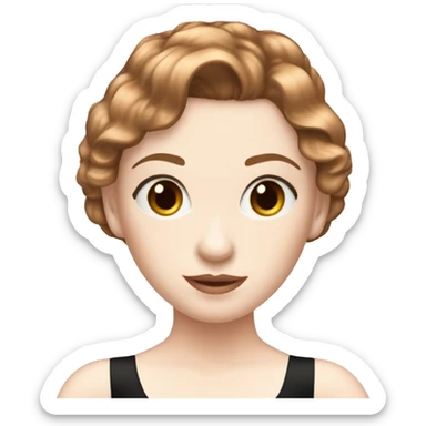 pale skin dark-copper-hair ballerina on black leotard sticker