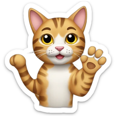 Tabby cat waving with its paw sticker