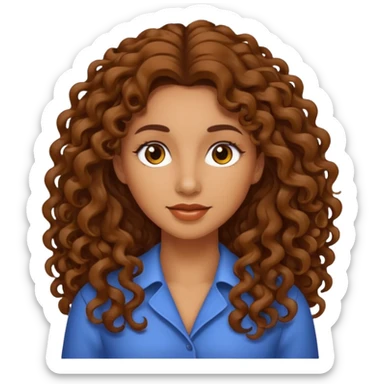 Mujer piel canela y pelo rizado largo  sticker