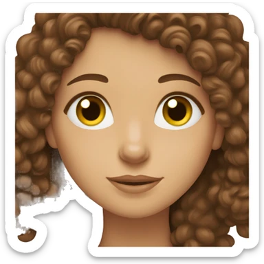 Brown haired green eyed woman with brown labradoodle sticker