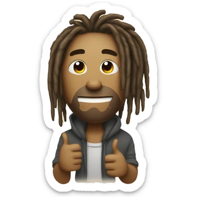 very very calm and sad and chill yvery nonchalant dreadhead with grills giving thumbs up sticker