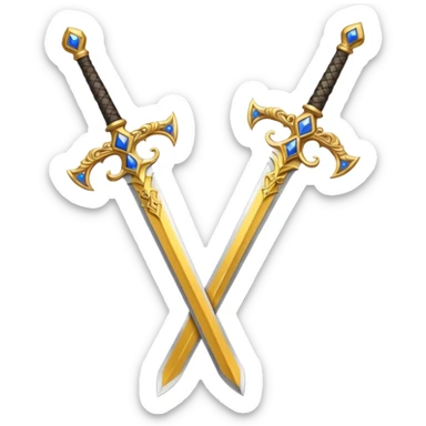 Two Golden royal swords with gold blades and gold handel sticker