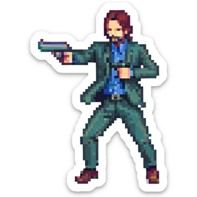 John Wick in an action pose sticker
