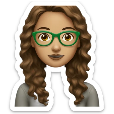 Woman - wave brown hair - round Green glasses  sticker