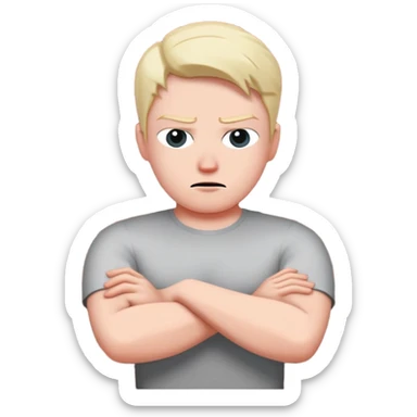 person building brick wall between themselves and others, emotionally distant expression, arms crossed defensively, turning body away from connection, cold eyes avoiding eye contact, visible barrier or shield symbol sticker