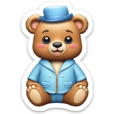 Cute bear with a light blue coquette blue outfit  sticker