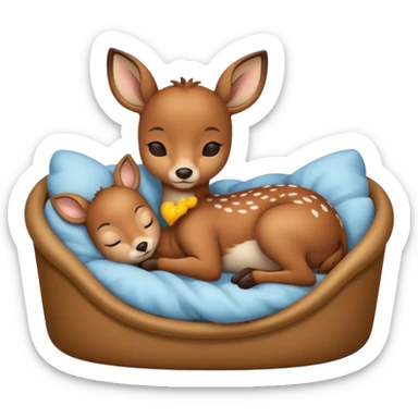 Baby deer sleeping in bed sticker