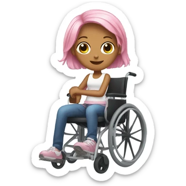 Girl with pink hair in a wheelchair sticker