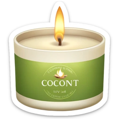 Pretty candle with a logo saying wax, coconut and lime soy wax candle ￼ sticker