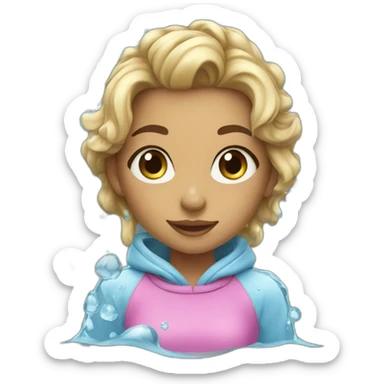 cute young female influencer in splashes of water sticker