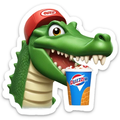 Crocodile eating Dairy Queen blizzard  sticker