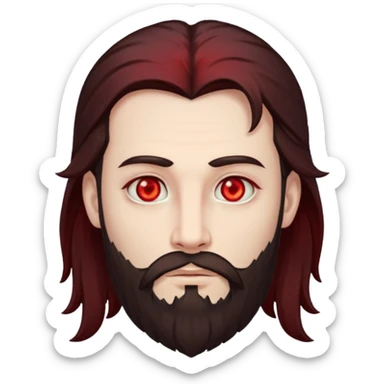 Evil, shadowie Male lord with Red glowing eyes and Long darkBrown Hair and chin beard sticker