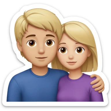 Amour à distance fille blonde et garçon brun tous les deux clair de peau  sticker