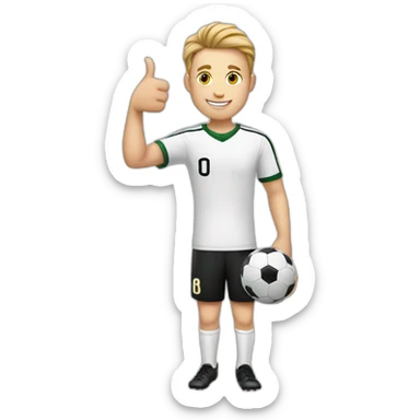 young white man in his 20s giving a thumbs up and related to soccer sticker