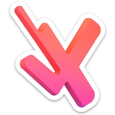 3D icon inspired by Airbnb branding, a bold tick mark for success, smooth and minimal, using pink and coral hues, no text sticker