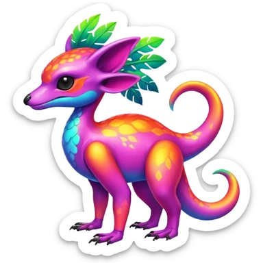 Multi-colored, neon-colored, randomly-colored Toxic Tropical Fionbri-Falvie-Vernid-Fakémon-creature (full body) sticker