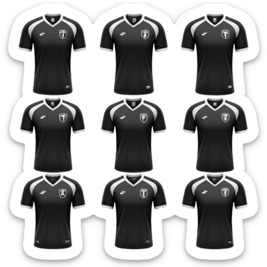 collection maillot de foot noir différents modèles sticker