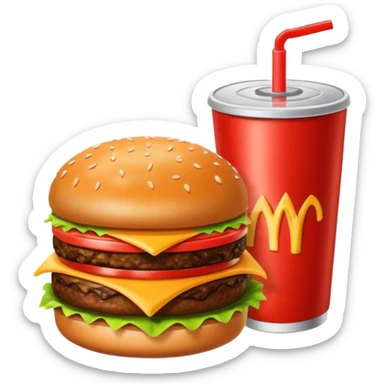 A single burger,, soft drink, fries image for my food vertical in the super app sticker