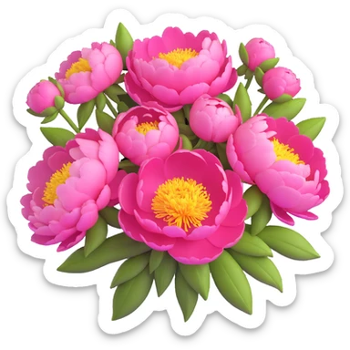 lush bouquet of peony flowers sticker