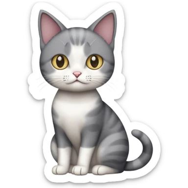 full body small short hair dark grey and white cat sticker