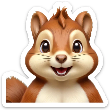 Cinematic Comical Squirrel Portrait Emoji, Head tilted dramatically with an exaggeratedly amused expression, featuring a striking auburn Fur with bold cream accents and wide, expressive eyes filled with playful disbelief, Simplified yet hilariously expressive features, highly detailed, glowing with a slightly sassy glow, high shine, dramatic yet playful, stylized with an air of cheeky woodland mischief, bright and endearing, soft glowing outline, capturing the essence of a spirited and over-the-top squirrel, so meme-worthy it feels like it could chatter its way into internet fame instantly! sticker