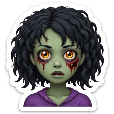 girl, zombie, black hair, medium long,...
girl  zombie, black hair, medium long curly, emo, shaggy, dark, spooky, creepy expression emoji created using Al. Copy and paste Boy, zombie, black hair, medium long, emo, shaggy, dark, spooky, creepy expression emoji to use or share on Discord and Slack. sticker