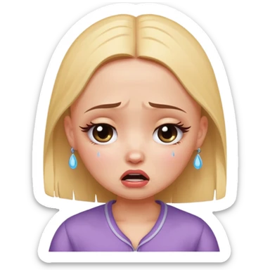 a pretty bratz fair bald girl crying  sticker