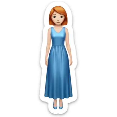 woman lshort ginger hair blue shiney long dress full body sticker