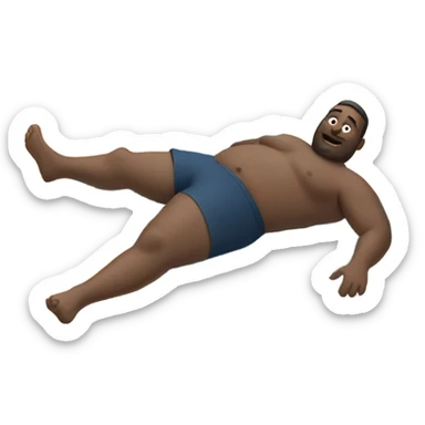Fat man on beach on his stomach sticker