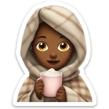 cozy girl with blanket and a cup of hot cocoa  sticker