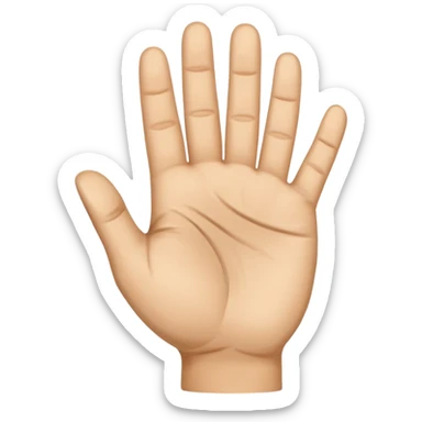 a human right hand emoji giving the "Scram" (Get out of here!) sign with palm facing the viewer, fingers clenched touching the palm, and the thumb extended out to the right side. This emoji can also be used to signify thumbing a ride (hitchhiking). sticker